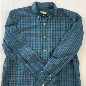 GAP Blue and Green Plaid Shirt-Slim Fit -Size XL